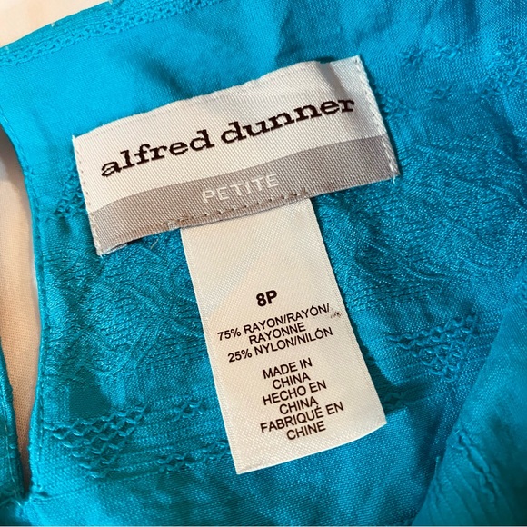 Beautiful Alfred Dunner teal neru collar tunic with embroidered details 8P - Picture 3 of 9